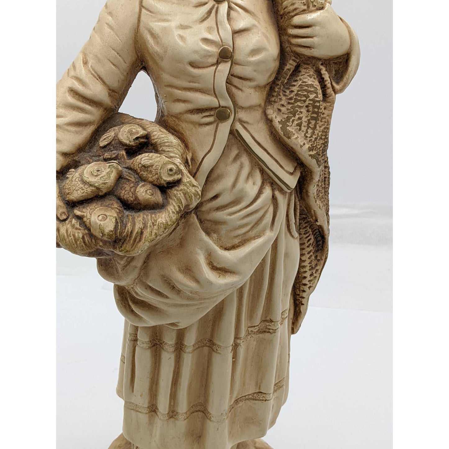 Vintage Marwal Ind Inc Chalkware Fisherman Couple Sculpture 18" Tall