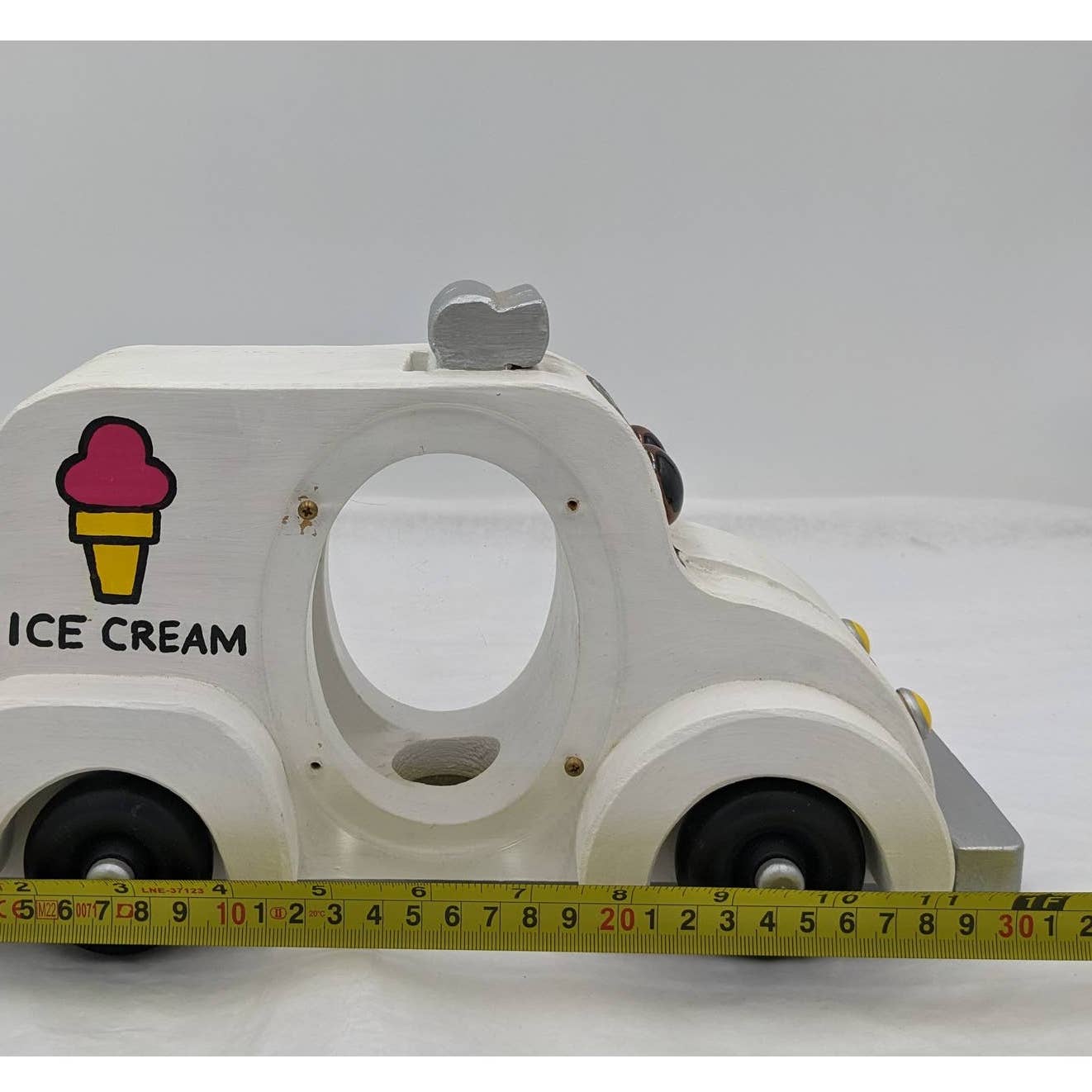 Coin Piggy Bank Ice Cream Big Lips Smiles Wheels Kids Wooden Handmade Vintage