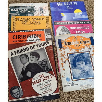Vintage Sheet Music Lot of 7 1930s-1940s Lantern of Love, Honolulu Eyes