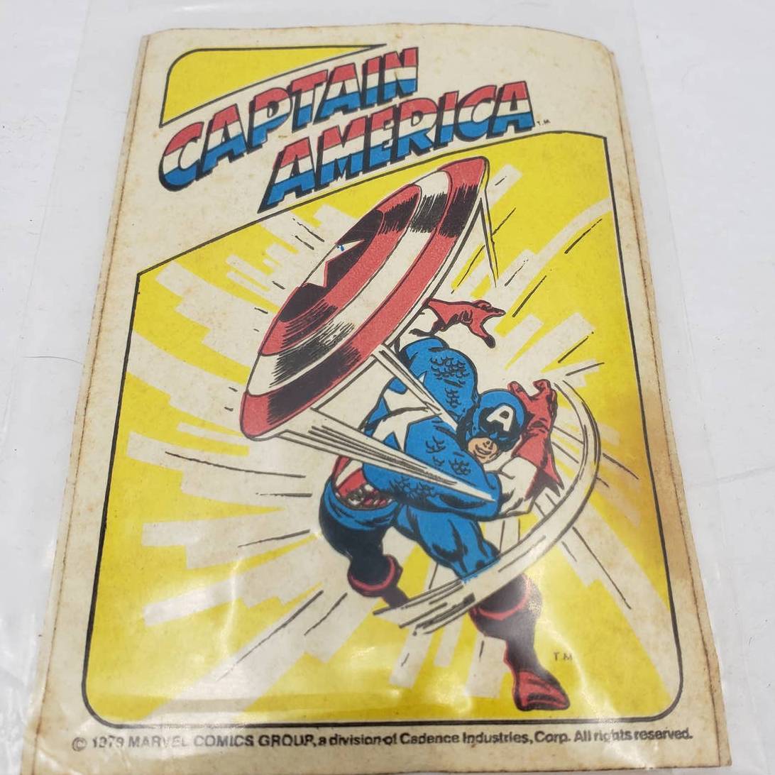Vintage Captain America 1979 Marvel Sticker Throwing Shield Superheroes 3x4