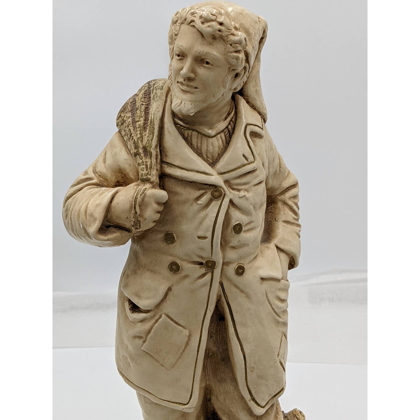 Vintage Marwal Ind Inc Chalkware Fisherman Couple Sculpture 18" Tall