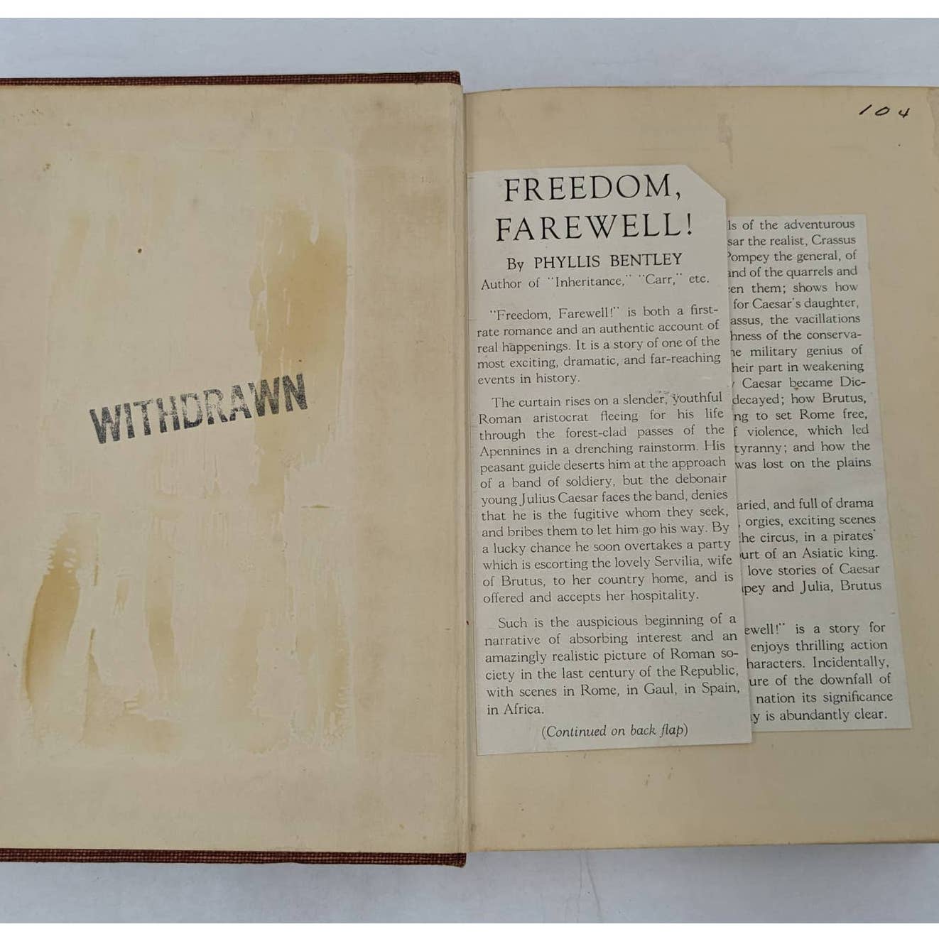Freedom, Farewell By Phyllis Bentley Vintage Novel Book 1936