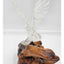 Vintage Glass Eagle Resting Glass Branch Rested Large Wood Base Tree Trunk 16"