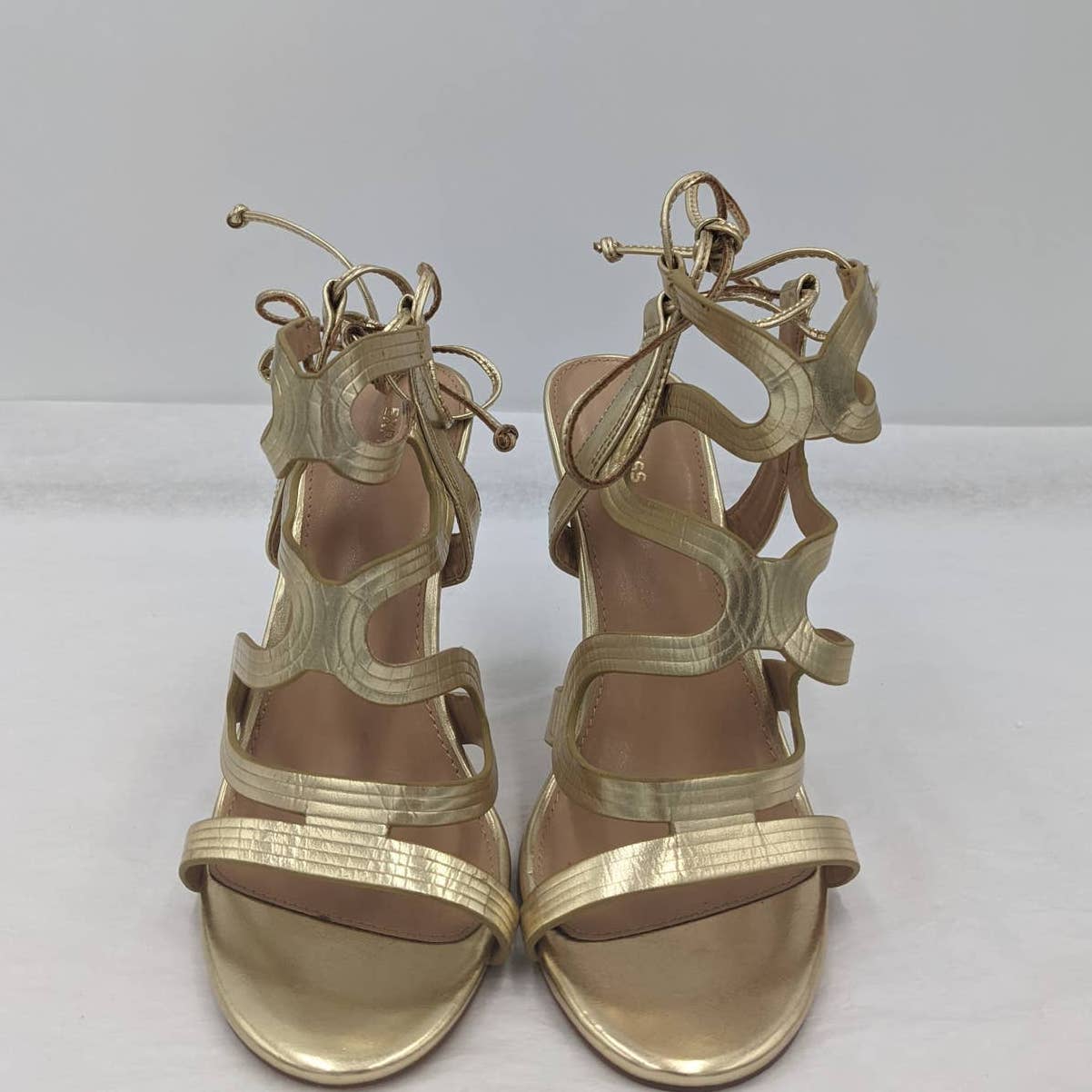 Express Womens Gold Open Toe High Heels Size 8