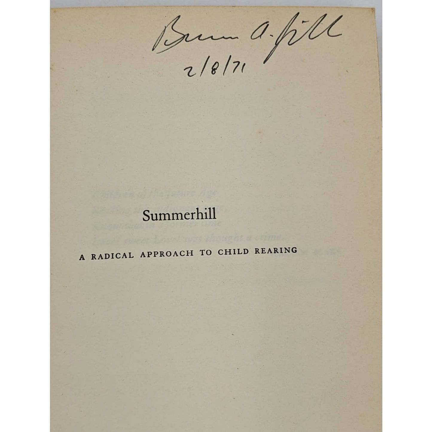 SummerHill A Radical Approach To Child Rearing 1960 Paperback By A.S. Neill