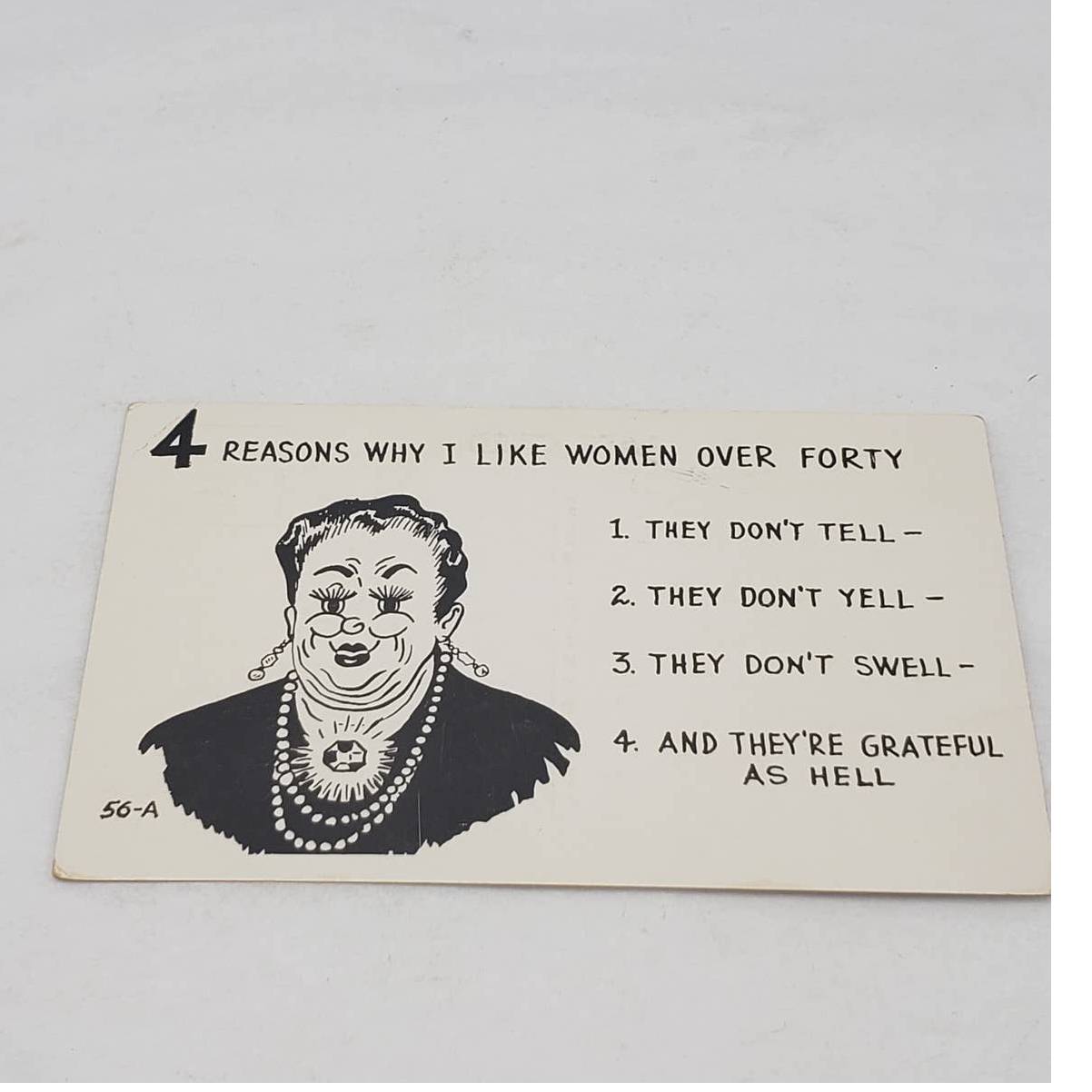Cooper Photo Humor Laff Card 4 Reasons I Like Women Over 40 Vintage Postcard