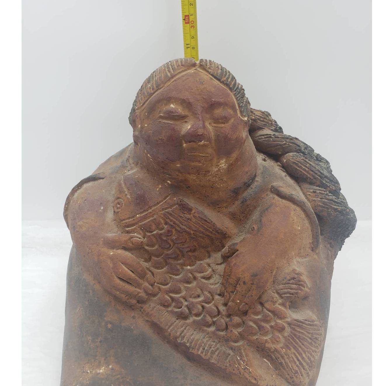 Primitive Aztec Style Rare Statue Mexican Folk Art Abuela Central America 11"