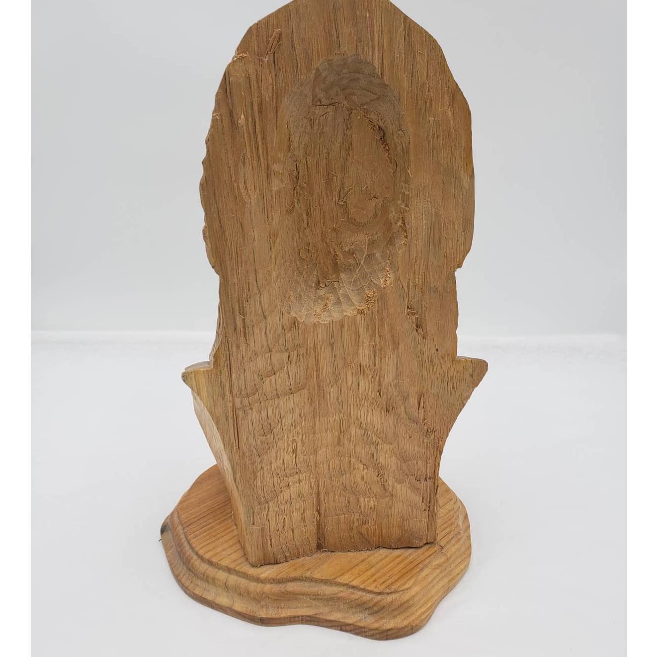 Vintage Wood Carved Trapper Man Bearded Bust Sculpture Wood Carving 13" Tall