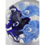 St Clair Paperweight Glass Vintage 1983 Art Glass Blue Floral Trumpet Flowers Signed Maude and Bob 3"