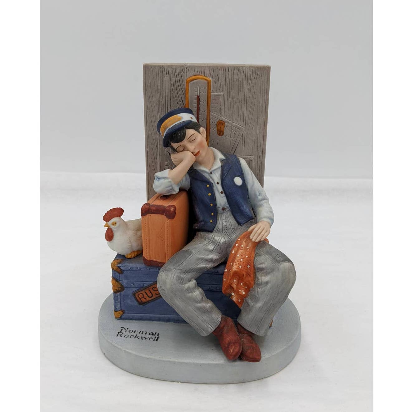 Norman Rockwell Figurine Danbury Mint Asleep on the Job Porcelain Vintage 1980