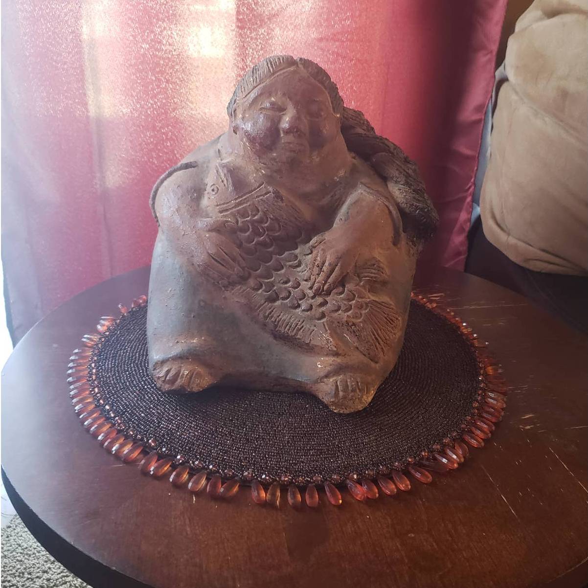 Primitive Aztec Style Rare Statue Mexican Folk Art Abuela Central America 11"