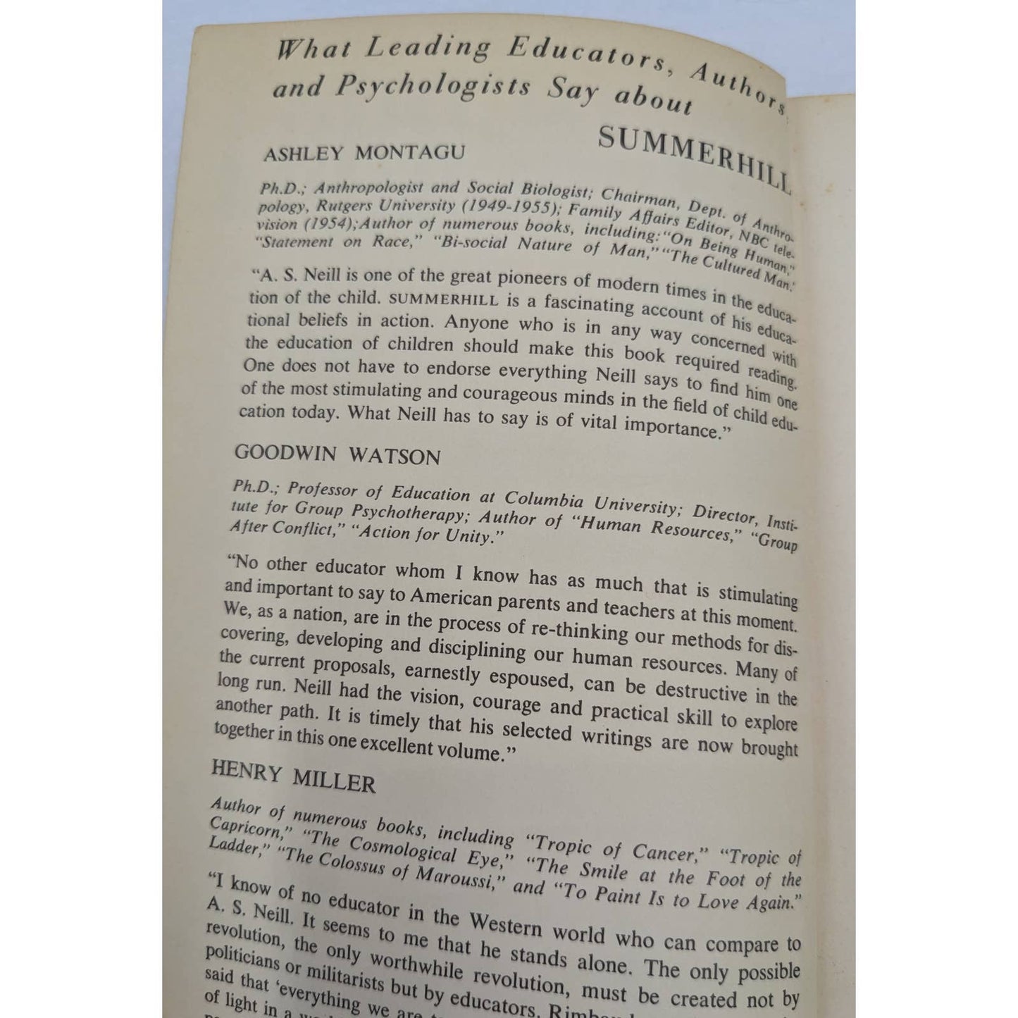 SummerHill A Radical Approach To Child Rearing 1960 Paperback By A.S. Neill