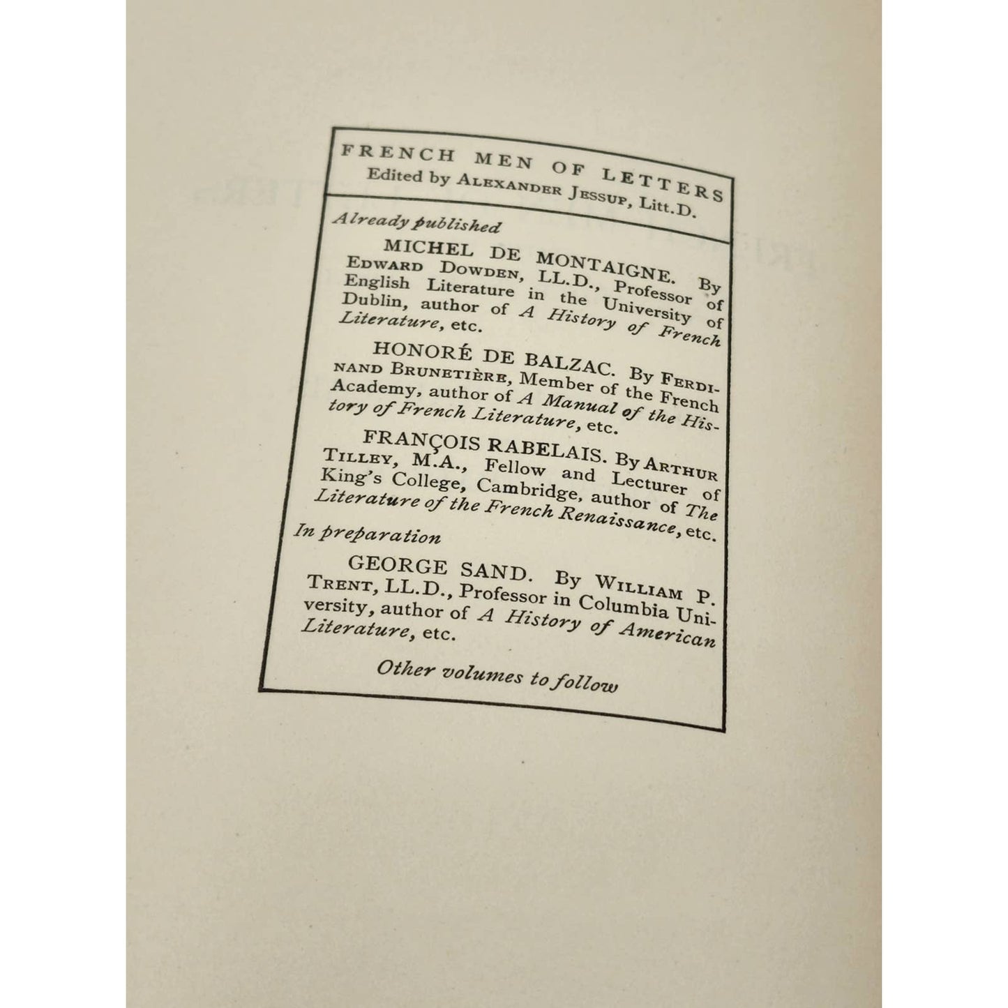 French Men Of Letters Francois Rabelais By Arthur Tilley Antiquarian 1907