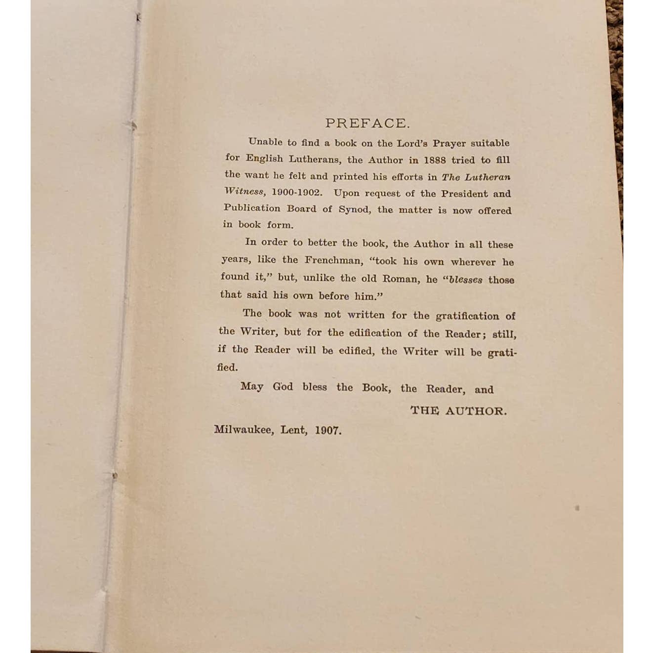 1907 The Lords Prayer By William Dallman Antiquarian Antique Lutheran Book