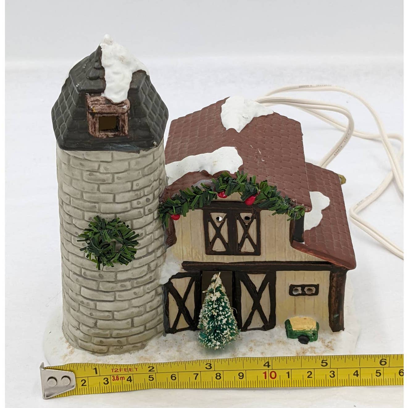 Christmas Village Vintage Crowntree Inn and Barn Holiday Collectible Lighted