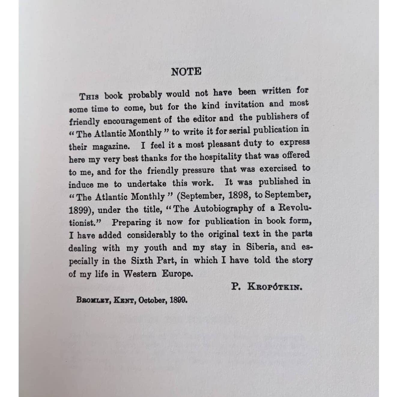 Memoirs Of A Revolutionist By Peter Kropotkin Reprint Paperback Autobiography