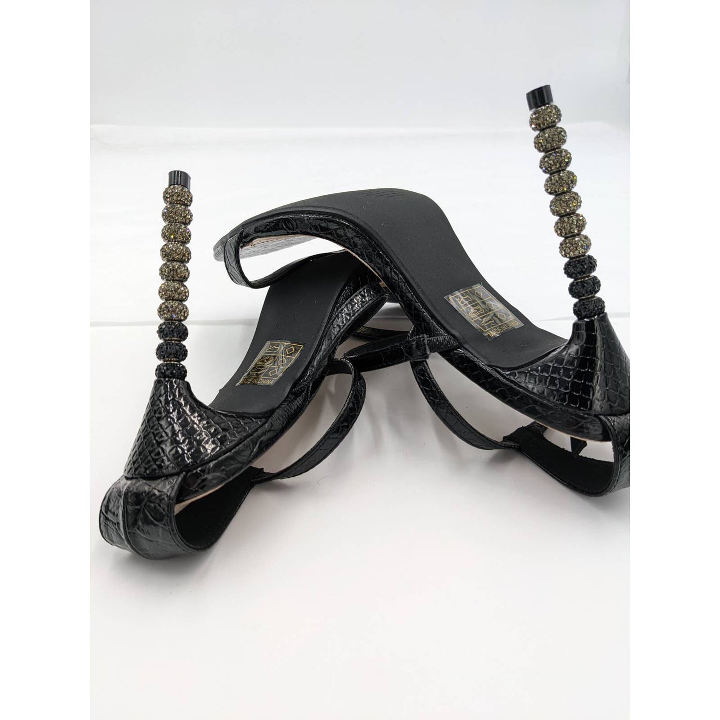 Fashion Nova Adjustable Ankle Strap Open Toe Black Heels Womes Size 7.5