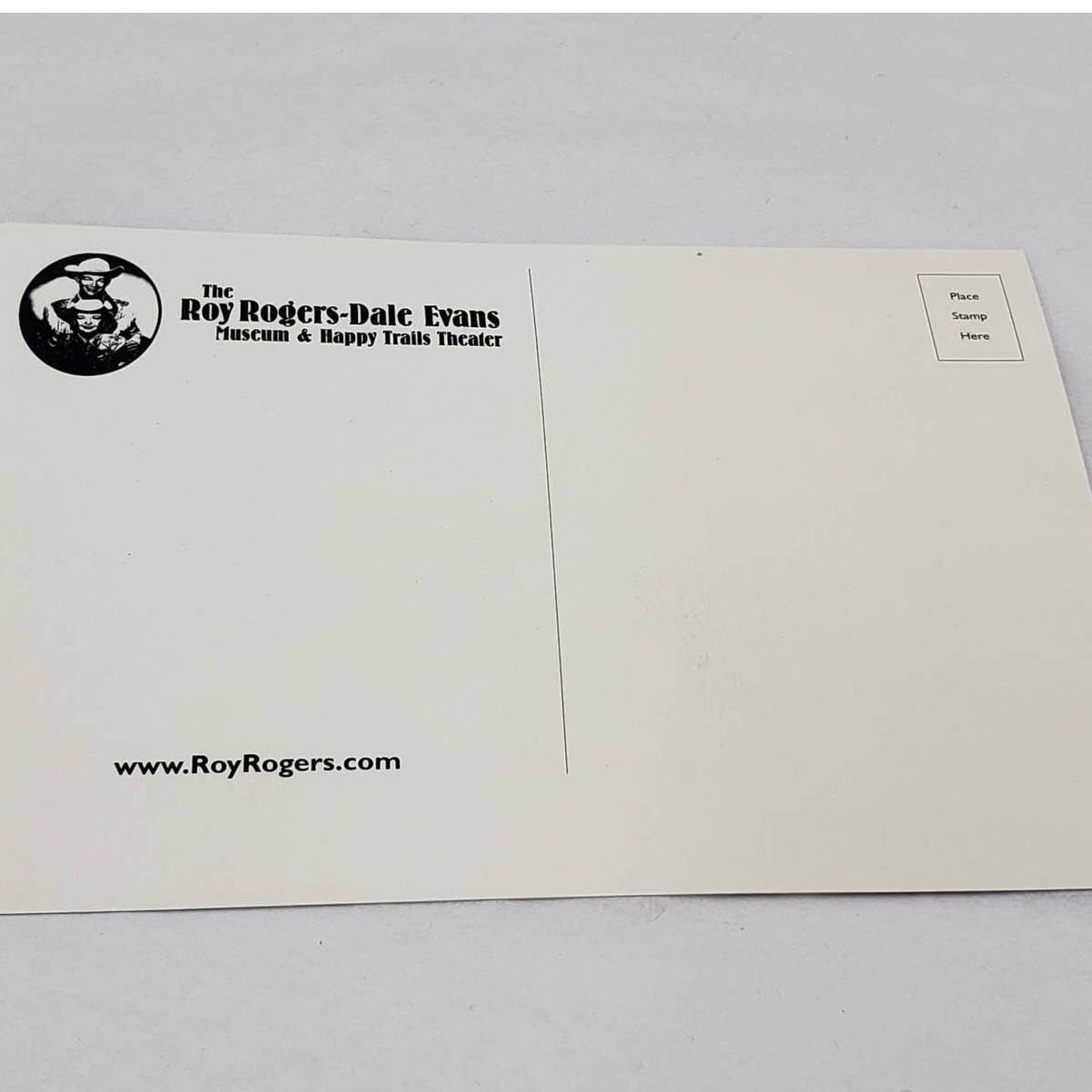VTG Roy Rogers Dale Evans Museum Happy Trails Theater B&W Postcard Cowboy RPPC