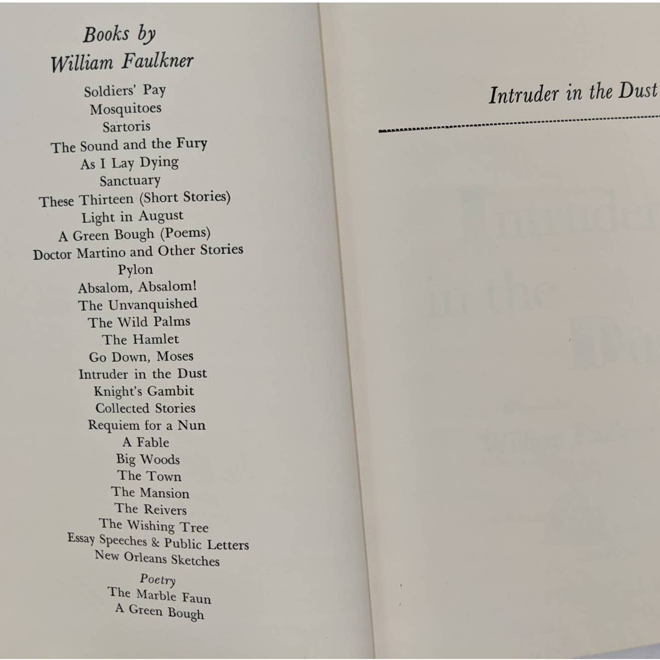 Intruder In The Dust William Faulkner Vintage Early Edition Gothic Fiction 1948